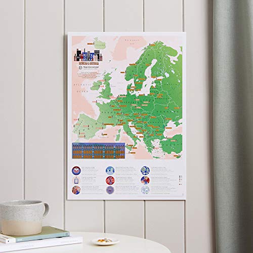 Maps International Póster de mapa para rascar, diseño de mapa de la ciudad europea, 42 x 30 cm, 50 años de fabricación de mapas