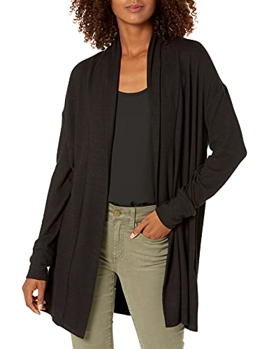 Marca Amazon - Daily Ritual - Cómoda chaqueta de punto abierta para mujer, Negro, US L (EU L - XL)