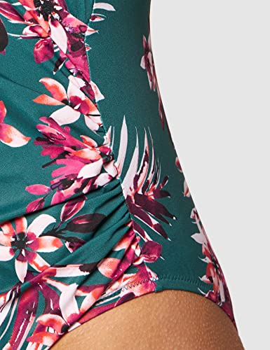 Marca Amazon - IRIS & LILLY Bañador Moldeador Mujer, Multicolor (Tropical Flower Print), M, Label: M