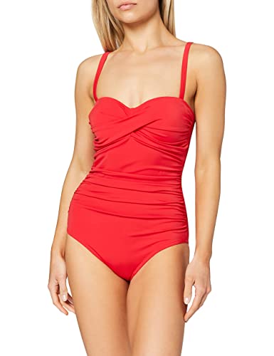 Marca Amazon - IRIS & LILLY, Bañador Moldeador Mujer, Rojo (Red), XL, Label: XL