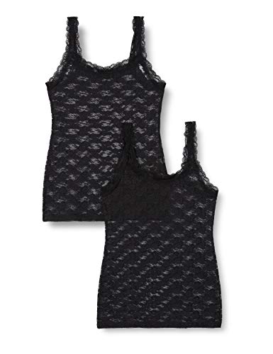 Marca Amazon - Iris & lilly Camiseta de Tirantes de Encaje Mujer, Pack de 2, Negro (Black), M, Label: M