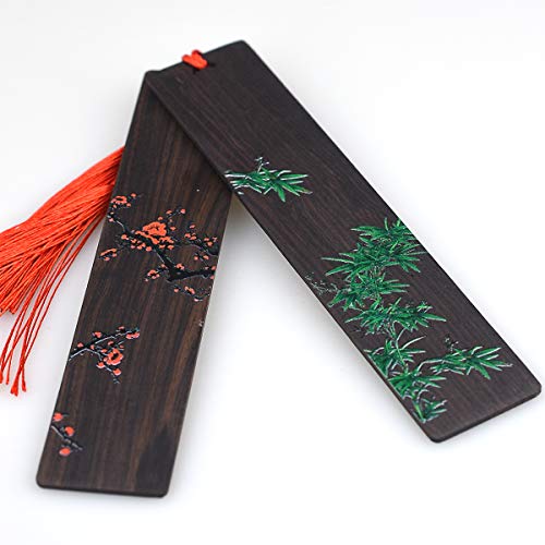 Marcapáginas de madera hechos a mano. Color de la página marcador para los amantes del libro, colección-Diseños florales chinos