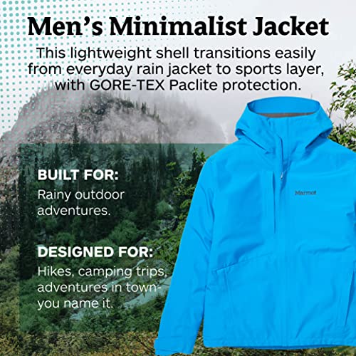 Marmot Minimalist Jacket Chubasquero rígido, Chaqueta Impermeable, a Prueba de Viento, Impermeable, Transpirable, Hombre, Clear Blue, M