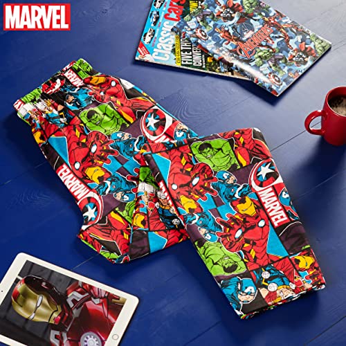 Marvel Pijama Hombre, Pantalones Largos de Pijama para Hombres Avengers, con Iron Man Capitan America Hulk y Thor, Ropa de Dormir 100% Algodon, Regalos Originales para Hombres (L)