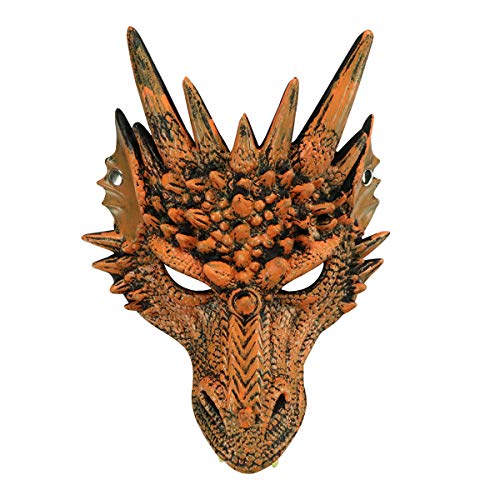 Máscara de dragón 3D unisex para adultos, máscara de fiesta de Halloween, máscara de dragón, disfraz de fiesta para Mardi Gras, talla única (amarillo dragón)