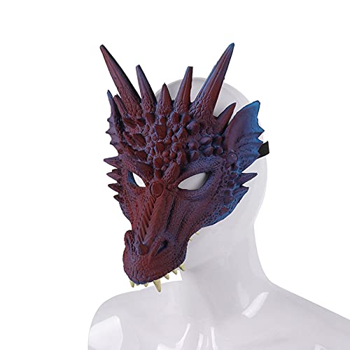 Máscara de media cara de dragón 3D, máscara de fiesta para cosplay, disfraz de cosplay, para adultos, hombres, máscara de media cara (morado)