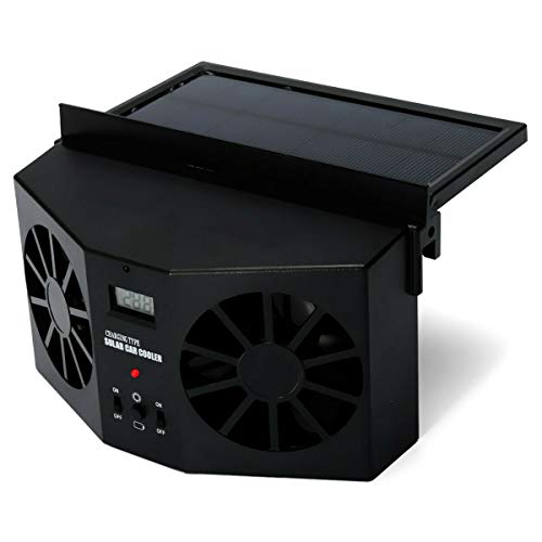 MASO Ventilador de escape de coche con energía solar, ventilador de radiador de coche, radiador de ventilación de aire de ahorro de energía purificadores de aire 2W ABS (negro)