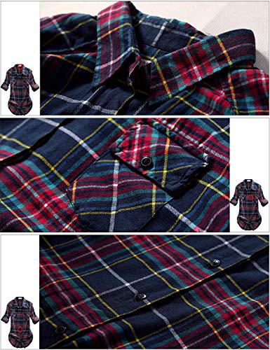 Matchstick Camisas de Mujer Blusa de Franela #B003 (2021 Checks#10,M)