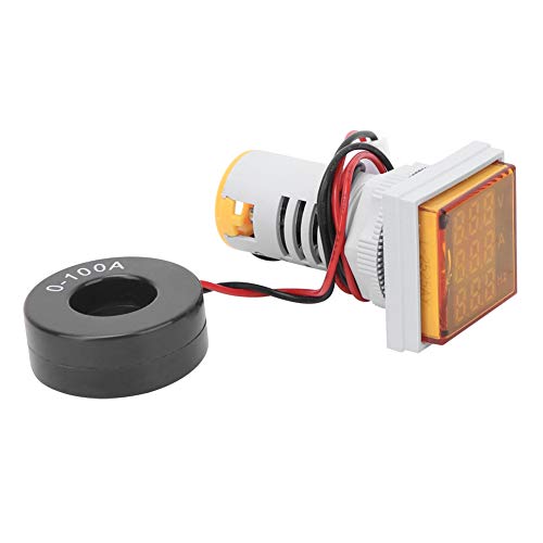 Medidor de corriente de voltaje,AC60-500V 0-100A Medidor digital Cuadrado Pantalla de 3 dígitos Probador de hertz de corriente de voltaje de CA,Voltímetro Amperímetro Indicador de frecuencia(yellow)