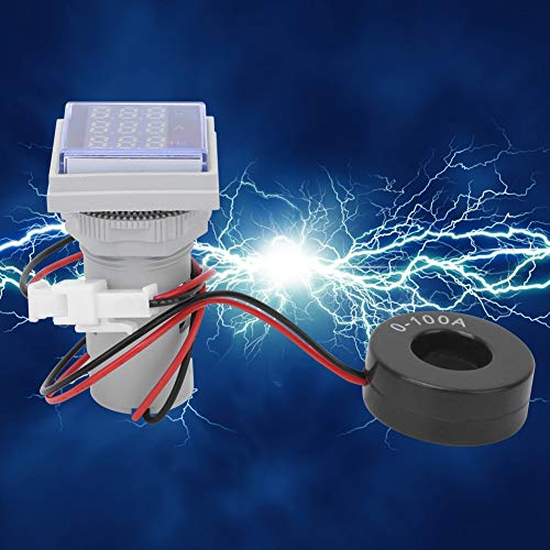 Medidor de corriente de voltaje,AC60-500V 0-100A Medidor digital Cuadrado Pantalla de 3 dígitos Probador de hertz de corriente de voltaje de CA,Voltímetro Amperímetro Indicador de frecuencia(blanco)