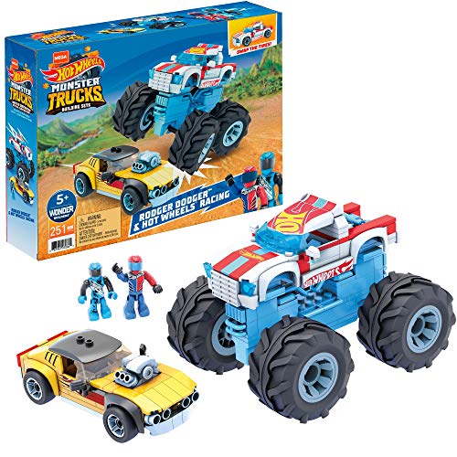 Mega Construx Monster Trucks Pack 2 coches de juguete de bloques de construcción, incluye 2 figuras, para niños +5 años (Mattel GYG22)