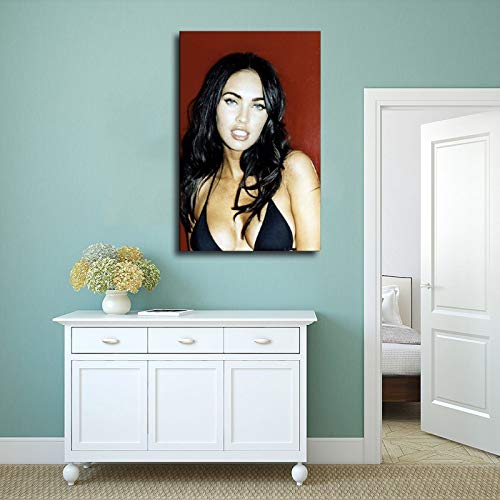 Megan Fox Bikini (14) Póster de lona para dormitorio, deportes, paisaje, oficina, habitación, decoración, regalo, 60 x 90 cm, marco1