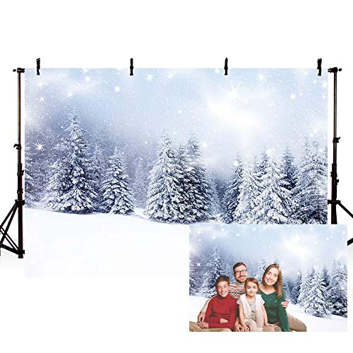 MEHOFOTO - Fondo para estudio fotográfico con diseño de fantasía invernal de paisaje de bosque de pinos con nieve. Decoración de fondo para fotografías, 2,2 m x 1,5 m