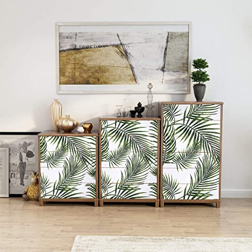 MEIBAN Papel Adhesivo para Muebles Autoadhesiva Verde Hojas 45 cm x 5 m Papel Pintado PVC Rollo Decorativos Cocina Armario