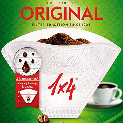 Melitta, 40 Filtros de café, Tamaño 1x4, Para cafeteras de filtro, Original, Blanco