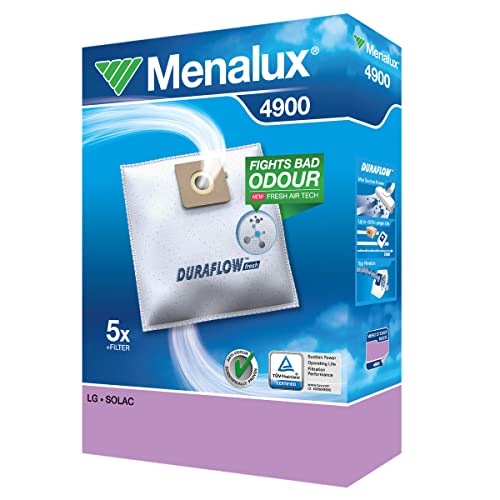 Menalux 4900 - Pack de 5 bolsas sintéticas y 1 filtro para aspiradoras LG