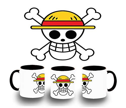 MERCHANDMANIA Taza Negra Logo One Piece Barco Pirata Color mug
