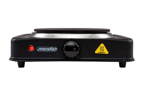 Mesko MS 6508 MS-6508 Hornillo Eléctrico, Regulador de Temperatura, Compacto, Viaje, Camping 154 mm, 1000W, Negro, 1000 W, Aluminio