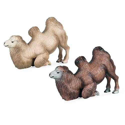Milageto Modelo de Animal de Camello de plástico Suministros de Camello bactriano Adornos realistas Escritorio Educativo Animal del Desierto para Preescolar - Albaricoque
