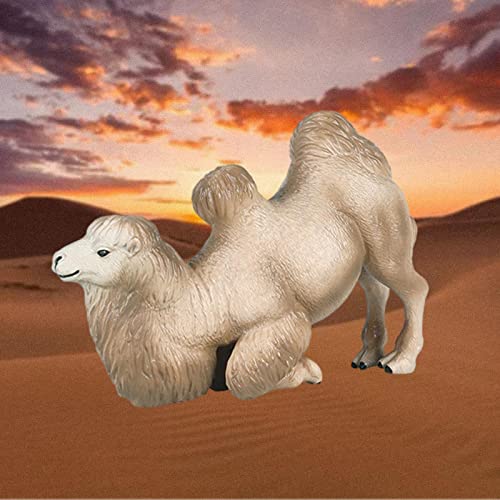 Milageto Modelo de Animal de Camello de plástico Suministros de Camello bactriano Adornos realistas Escritorio Educativo Animal del Desierto para Preescolar - Albaricoque