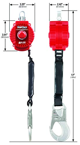 Miller MFL-1-Z7/6FT TurboLite 6-Foot Personal Fall Limiter with Steel Twist-Lock Carabiner, Red