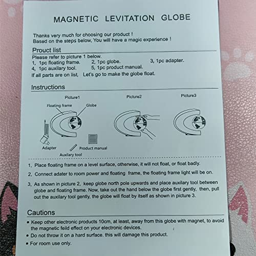 MINGZE C Forma Decoración Levitación Magnética Flotante Mapa de levitación magnética rotación del Mapa del Mundo con Luces LED Tierra Globo para Decoración de Escritorio Regalo de Cumpleaños