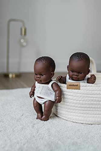 Miniland- Baby Africana Niña 21cm. Muñeco, Color Real, 21 cm (31124)