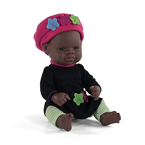 Miniland- Baby Africana Niña 32cm. Muñeco, Color Piel (31034)