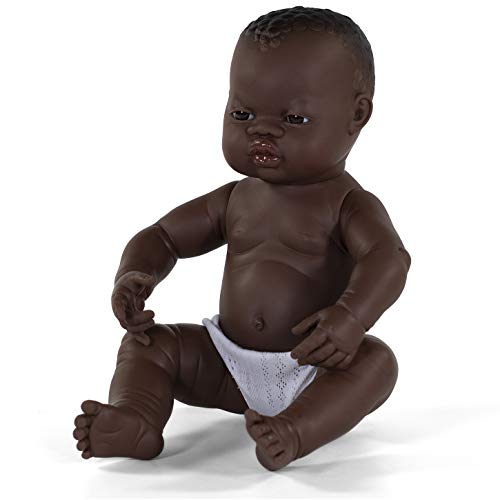 Miniland- Recién Nacido Africana Niña 40cm Muñeco, Color Real (31004)