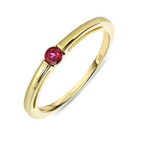 Miore anillo solitario de compromiso en oro amarillo de 9kt 375 con rubí rojo