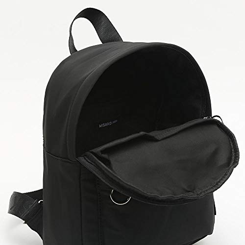 MISAKO Mochila de Nylon TOKYO Mediana NEGRO - Correas Ajustables - Diseño original Diario - 28x20x10 cm