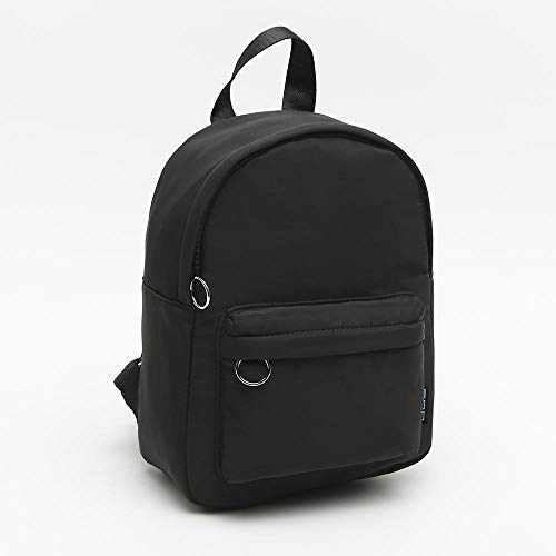 MISAKO Mochila de Nylon TOKYO Mediana NEGRO - Correas Ajustables - Diseño original Diario - 28x20x10 cm