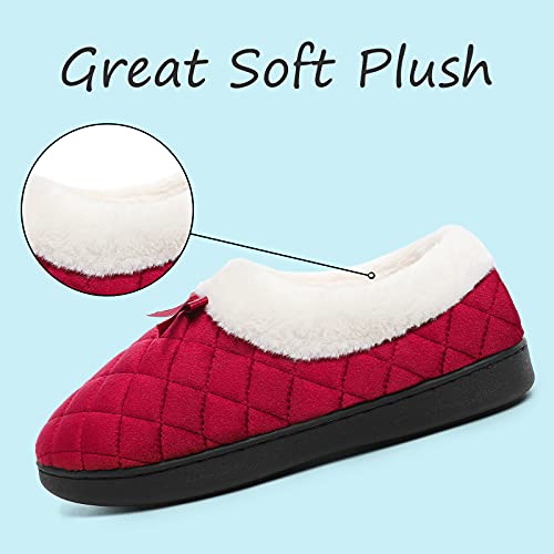 Mishansha Casa Pantuflas Peludas Mujer Zapatos Caliente Comoda Zapatillas Invierno Slippers Rojo 38 EU