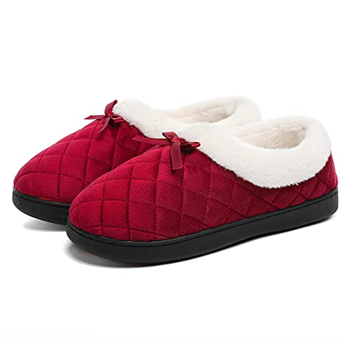 Mishansha Casa Pantuflas Peludas Mujer Zapatos Caliente Comoda Zapatillas Invierno Slippers Rojo 38 EU