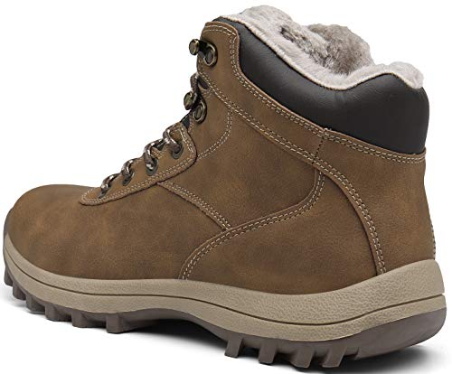 Mishansha Hombre Botas de Nieve Invierno Botines Senderismo Impermeables Deporte Trekking Zapatos Fur Forro Aire Libre Boots,New Amarillo 42 EU