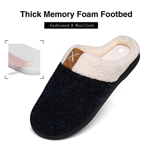 Mishansha Pantuflas Hombre Zapatillas de Estar por Casa para Mujer Invierno Antideslizantes CáLido Cómodas Memory Foam Slippers Azul, Gr.42/43 EU