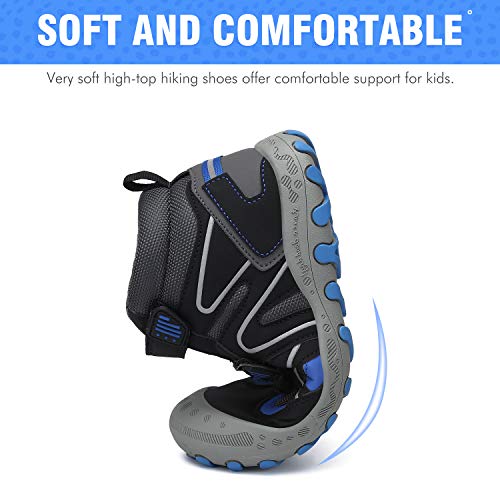 Mishansha Zapatos de Senderismo para Niños Zapatillas de Trekking Niña Antideslizante Exterior Botas de Montaña Ligero, Tinta Negro, 33 EU
