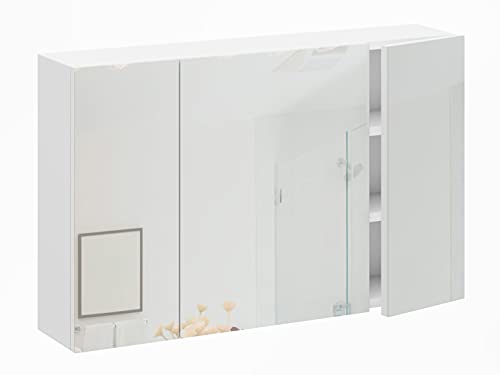 MKS MEBLE Armario de baño Aura blanco espejo laminado PVC chapa minimalista Loft
