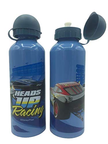 ML Una Botella de Agua de Aluminio de Cars, cantimplora a Prueba de Fugas sin BPA para Levar a la Escuela y Deportes el Termo 500ml para niños y niñas (Azul)