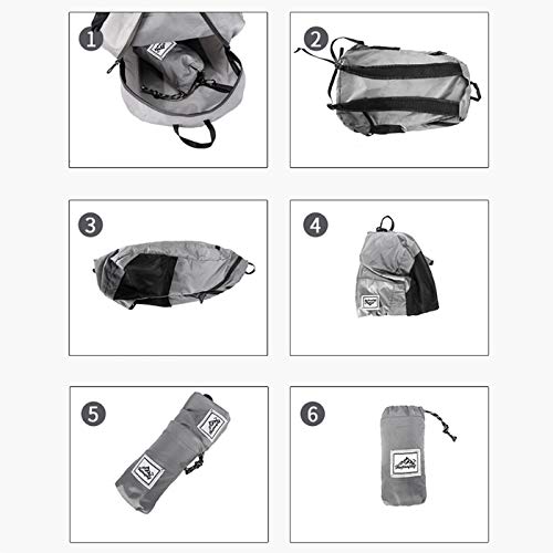 Mochila de senderismo, plegable ultraligero 20L almacenamiento deportivo ligero mochila para el ciclismo al aire libre camping picnics (gris)
