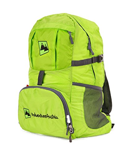 Mochila Plegable Ligera 35L Plegable Backpack - para Senderismo, Ciclismo, Viajes y Actividades al Aire Libre. Bolsa de Viaje Nylon Impermeable. Ajustable y Reflectante. (Verde)