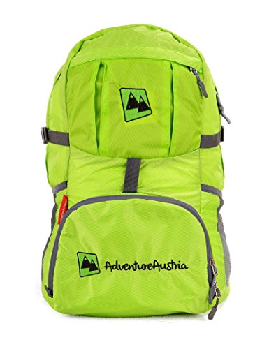 Mochila Plegable Ligera 35L Plegable Backpack - para Senderismo, Ciclismo, Viajes y Actividades al Aire Libre. Bolsa de Viaje Nylon Impermeable. Ajustable y Reflectante. (Verde)