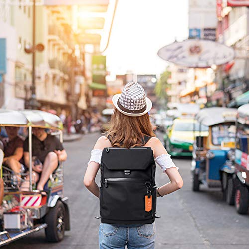 Mochilas Antirrobo Mujer Portatil 14 Pulgadas, Mochila Impermeable Casual con Puerto de Carga USB para Hombre, Negro