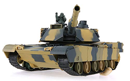 MODELTRONIC Tanque Radio Control Heng Long USA Abrams M1A2 Escala 1/24 versión con batería Litio, emisora 2.4G con Sonido, Airsoft, Infrarrojos