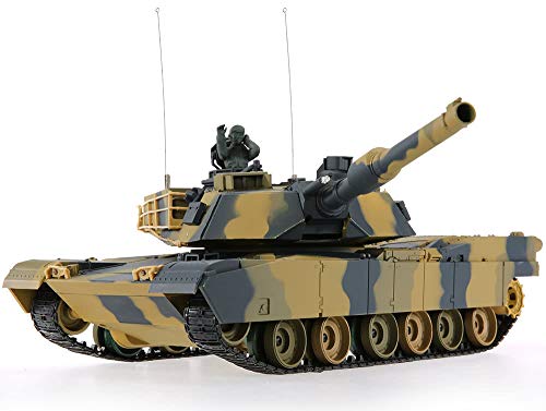 MODELTRONIC Tanque Radio Control Heng Long USA Abrams M1A2 Escala 1/24 versión con batería Litio, emisora 2.4G con Sonido, Airsoft, Infrarrojos