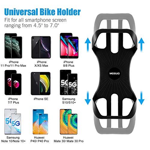 MOSUO Soporte Movil Bicicleta, Universal 360° Rotación Soporte Móvil Moto Bici Montaña GPS Desmontable Silicona Motocicleta Soporte para iPhone, Samsung, Huawei y 4.5"-7.0" Smartphones