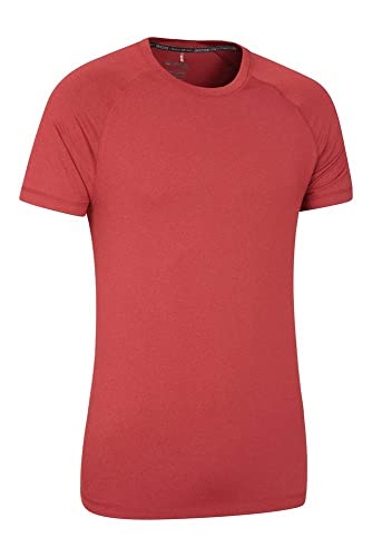 Mountain Warehouse Agra Camiseta mélange para Hombre - Ligera, cómoda, con Cuello Redondo, de Secado rápido y protección UV - para Viajar y Caminar Rojo S