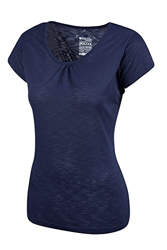 Mountain Warehouse Agra Camiseta para Mujer - Ligera, Secado rápido, de Verano Transpirable, Absorbente, para Deportes al Aire Libre, Senderismo y Uso Informal Azul Marino 40