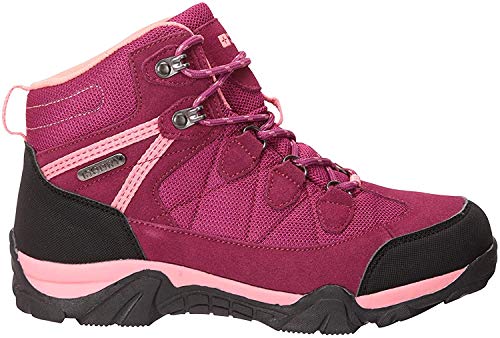 Mountain Warehouse Trail Kids Botas Impermeables - Zapatos Infantiles con Malla sintética en la Parte Superior, Plantilla EVA, Alta tracción - para Senderismo y Caminar Color Baya 34