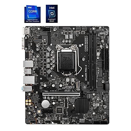 MSI Placa Base para Juegos B560M Pro-E Micro-ATX (10 ª/11ª generación Intel Core, LGA 1200 Socket, DDR4, 4800 MHz, Ranura M.2, USB 3.2 Gen 2, Tipo-A, 2.5G LAN, DP/HDMI)